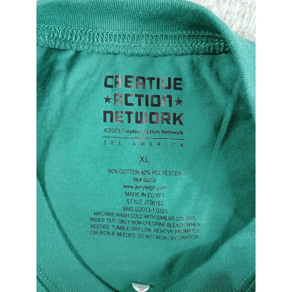 See America Tee Shirt Womens XL Teal Green Blue Creative Action Network NWT - Picture 2 of 7